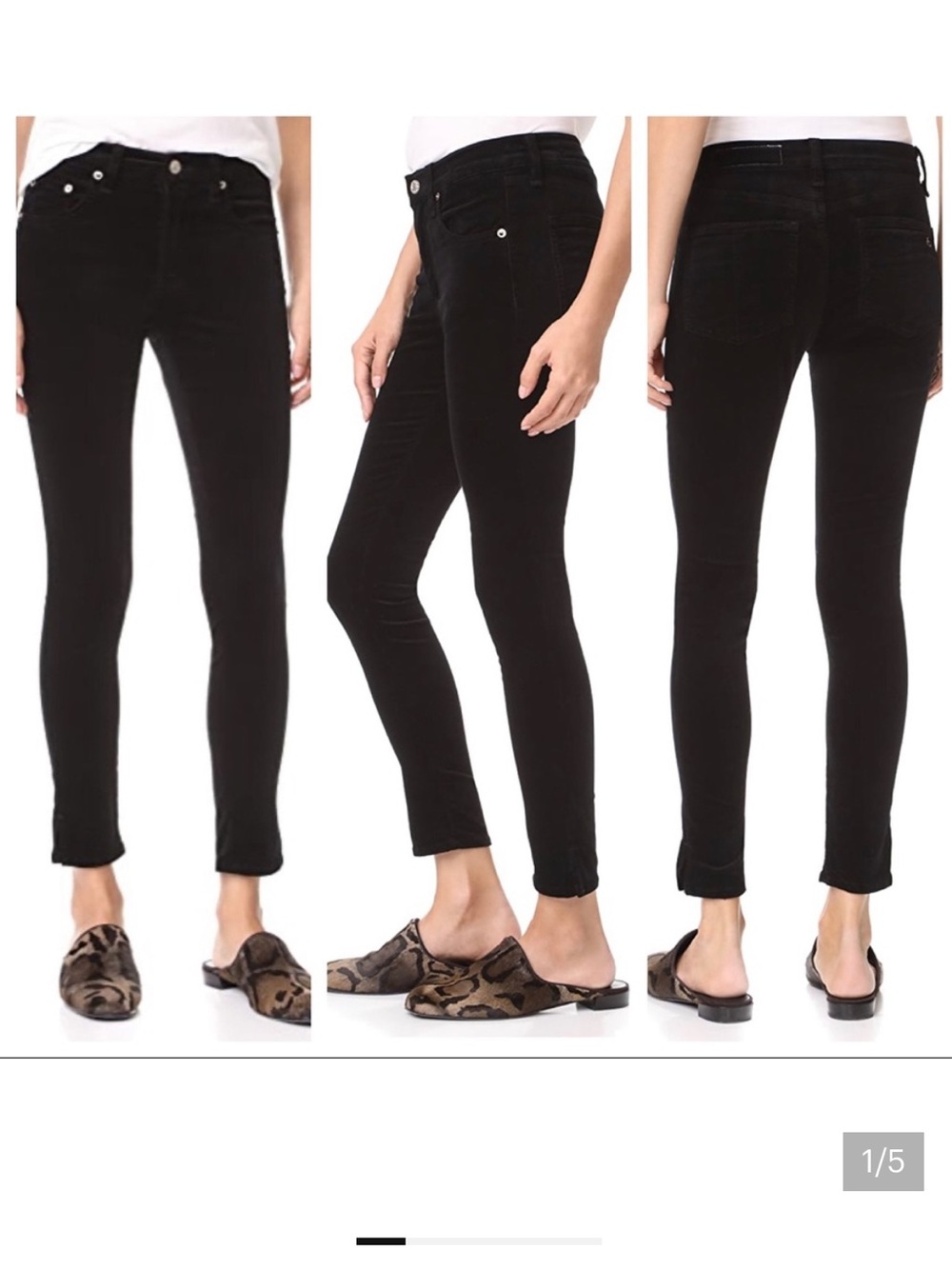 Rag & Bone Black Velvet Skinny Jeans.